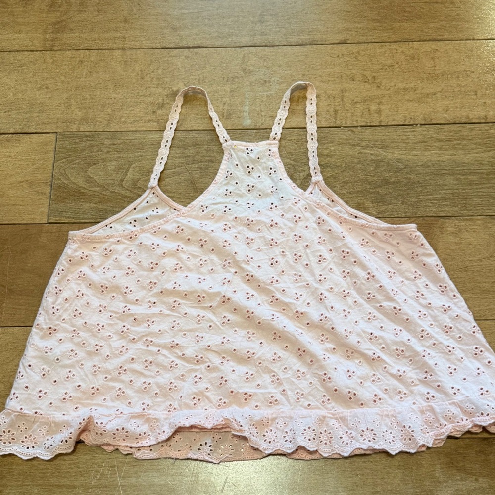 Prince & Fox Pink Eyelet Lace Cami Tank Top Coquette Summer Cropped Medium - Picture 4 of 6